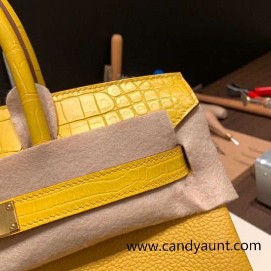 Hermes Birkin 30cm Crocodile& Touch 9D /Jaune Ambre Gold Hardware  Full Handmade birkin30-020