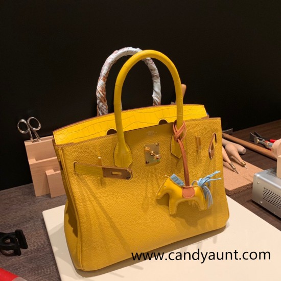 Hermes Birkin 30cm Crocodile& Touch 9D /Jaune Ambre Gold Hardware  Full Handmade birkin30-020