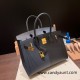 Hermes Birkin 30cm Casaque 89/ Black & 76/Blue Indigo & 0F/Blue Frida Gold Hardware  Full Handmade birkin30-023