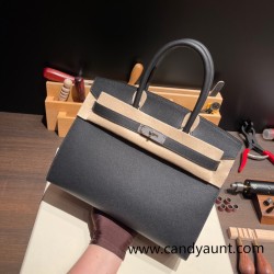 Madame Sellier birkin 30cm Outer Seam 89 /Black (Noir) Silver Hardware  Full Handmade birkin30-026