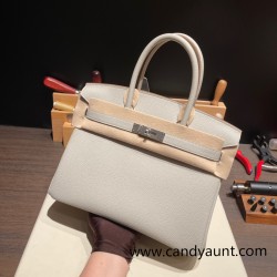 Hermes birkin 30cm togo 80 /Pearl Grey Silver Hardware  Full Handmade birkin30-027