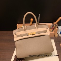 Hermes birkin 30cm togo 18/Étoupe Grey  Gold Hardware  Full Handmade birkin30-035