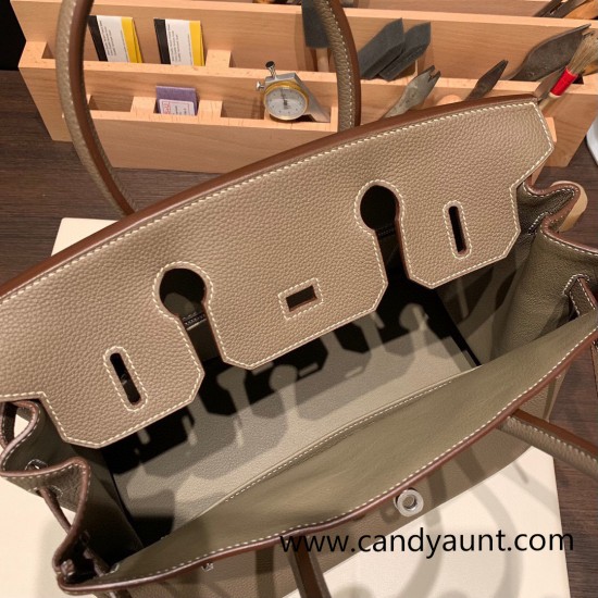 Hermes birkin 30cm togo 18/Étoupe Grey Silver Hardware  Full Handmade birkin30-036