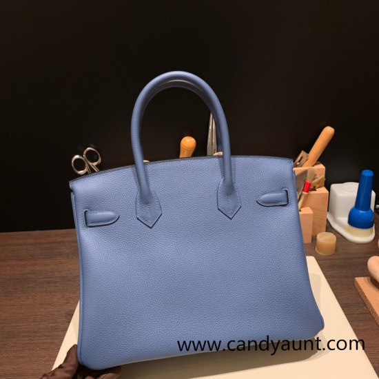 Hermes birkin 30cm togo R2 /Blue Agate Gold Hardware  Full Handmade birkin30-052