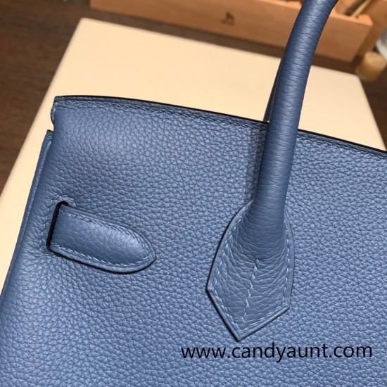 Hermes birkin 30cm togo R2 /Blue Agate Gold Hardware  Full Handmade birkin30-052