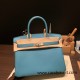 Hermes birkin 30cm togo 7B /Turquoise Blue Silver Hardware  Full Handmade birkin30-054