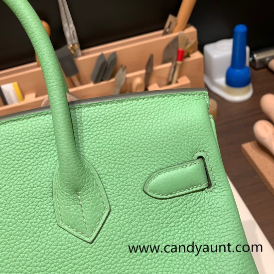 Hermes birkin 30cm togo 3I/Vert Criquet Gold Hardware  Full Handmade birkin30-055