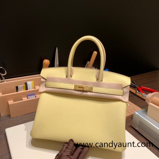 Hermes birkin 30cm togo 1Z /Jaune Poussin Gold Hardware  Full Handmade birkin30-057