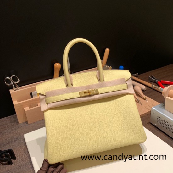 Hermes birkin 30cm togo 1Z /Jaune Poussin Gold Hardware  Full Handmade birkin30-057