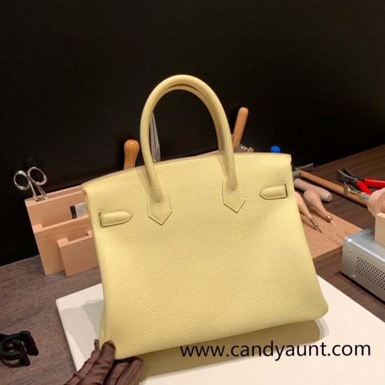 Hermes birkin 30cm togo 1Z /Jaune Poussin Gold Hardware  Full Handmade birkin30-057