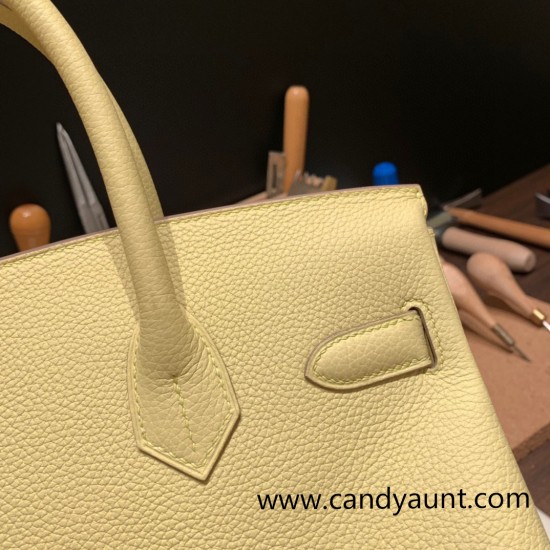 Hermes birkin 30cm togo 1Z /Jaune Poussin Gold Hardware  Full Handmade birkin30-057