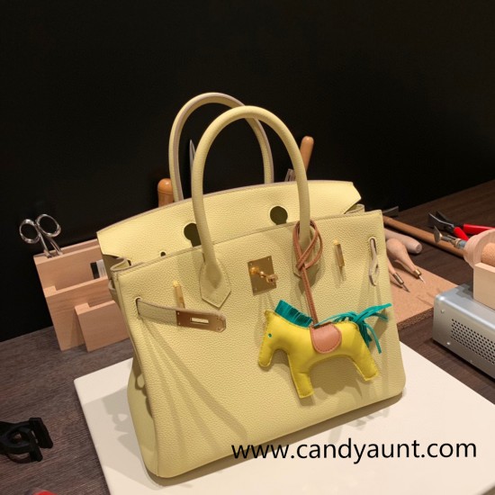 Hermes birkin 30cm togo 1Z /Jaune Poussin Gold Hardware  Full Handmade birkin30-057