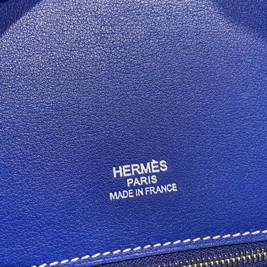 Hermes Birkin 35cm swift 7T/Blue Electric Silver Hardware Full Handmade 010