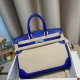 Hermes Birkin 35cm swift 7T/Blue Electric Silver Hardware Full Handmade 010