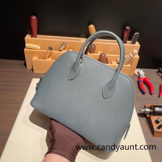 Hermes 25cm bolide Epsom Y7 /Blue Orage Full Handmade Gold Hardware001