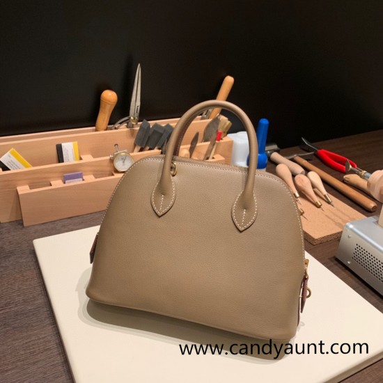 Hermes 25cm bolide evercolor 18 /Étoupe Grey (Étoupe) Full Handmade Gold Hardware026