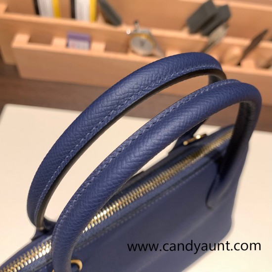 Hermes 27cm bolide Epsom 73 /Blue Saphir Gold Hardware Full Handmade