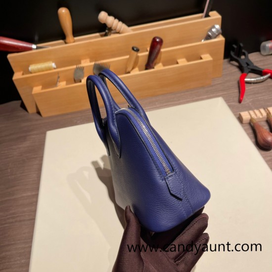 Hermes mini bolide evercolor 73 /Blue Saphir Full Handmade 010