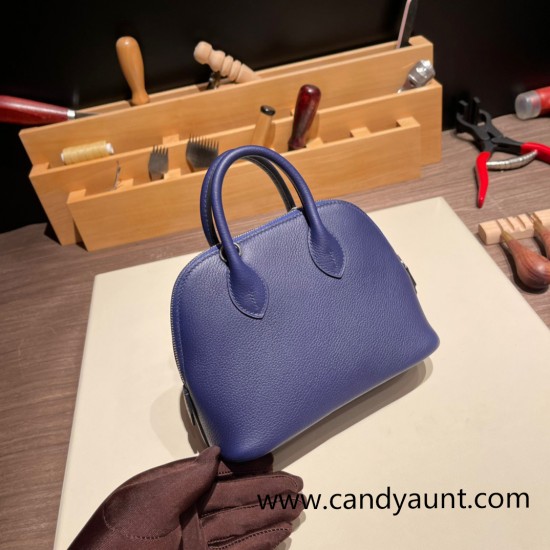 Hermes mini bolide evercolor 73 /Blue Saphir Full Handmade 010