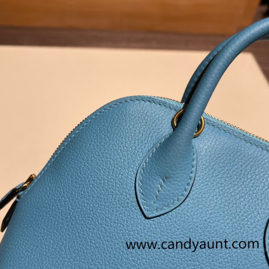 Hermes mini bolide evercolor P3 /Blue du Nord Full Handmade 011