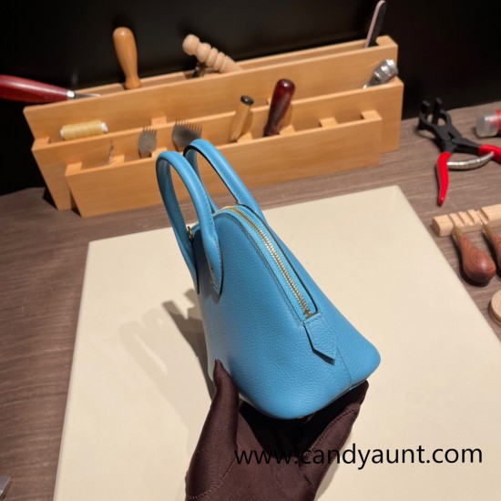 Hermes mini bolide evercolor P3 /Blue du Nord Full Handmade 011