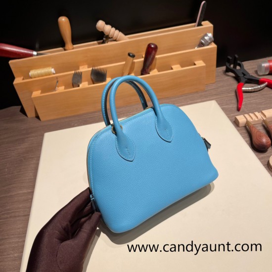 Hermes mini bolide evercolor P3 /Blue du Nord Full Handmade 011