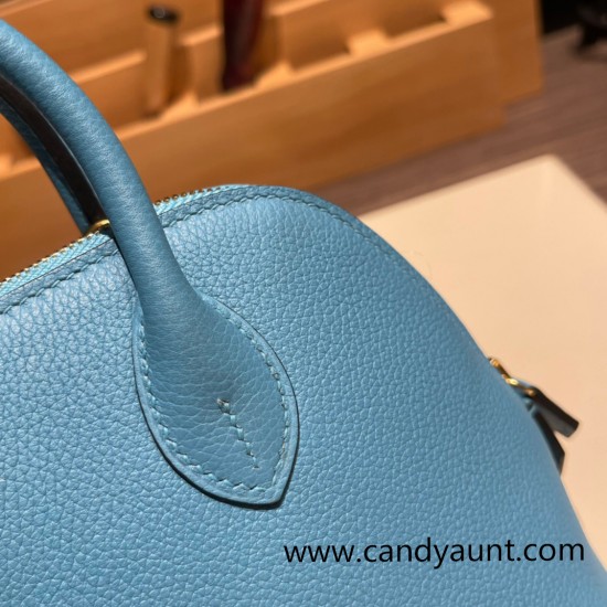 Hermes mini bolide evercolor P3 /Blue du Nord Full Handmade 011