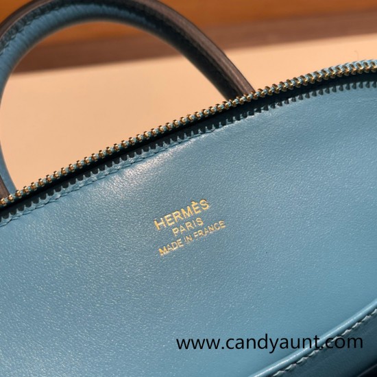 Hermes mini bolide evercolor P3 /Blue du Nord Full Handmade 011