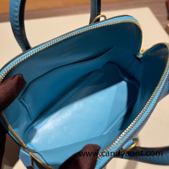 Hermes mini bolide evercolor P3 /Blue du Nord Full Handmade 011