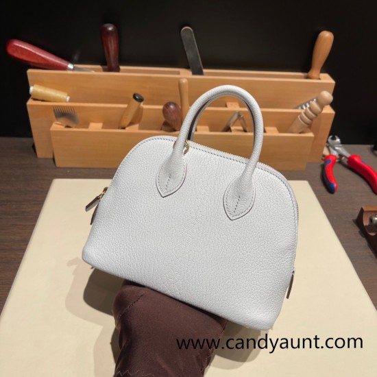 Hermes mini bolide Chevre 7R /Azur Full Handmade 019