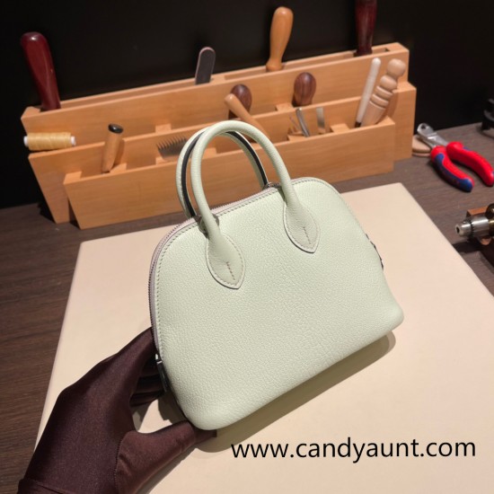 Hermes mini bolide Chevre 0S vertdeau Full Handmade 021