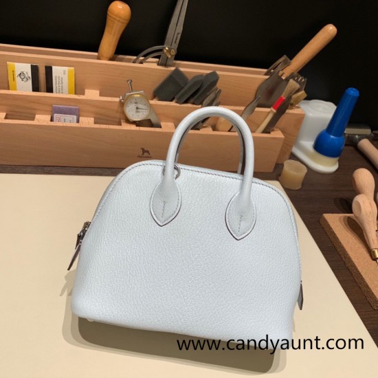 Hermes mini bolide Chevre 7R /Azur Full Handmade 023