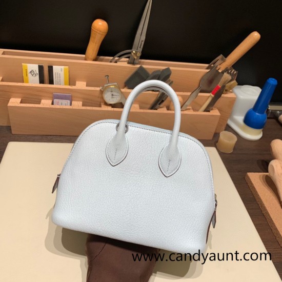 Hermes mini bolide Chevre 7R /Azur Full Handmade 023