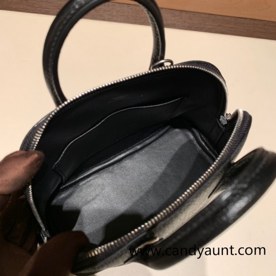 Hermes mini bolide Chevre 89 /Black (Noir) Full Handmade 032