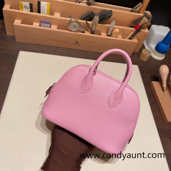 Hermes mini bolide Chevre X9 /Mauve Sylvestre Full Handmade 033