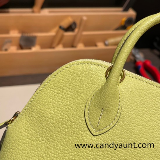 Hermes mini bolide Chevre R9 /Jaune Bourgeon Full Handmade 034