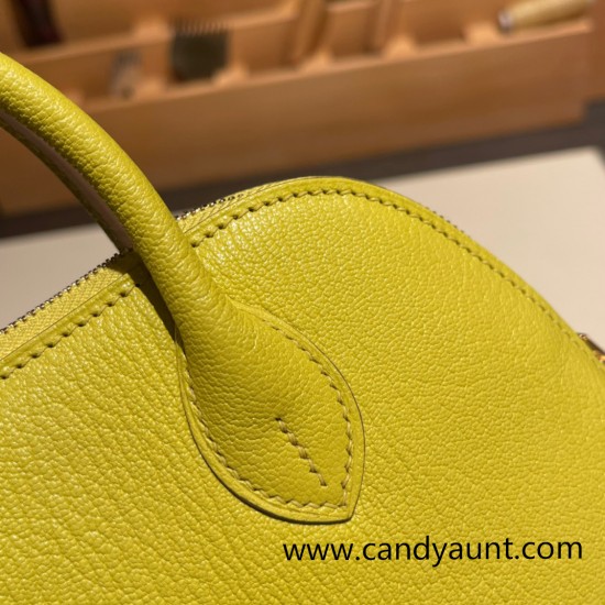 Hermes mini bolide Chevre 9R/Lime Full Handmade 036