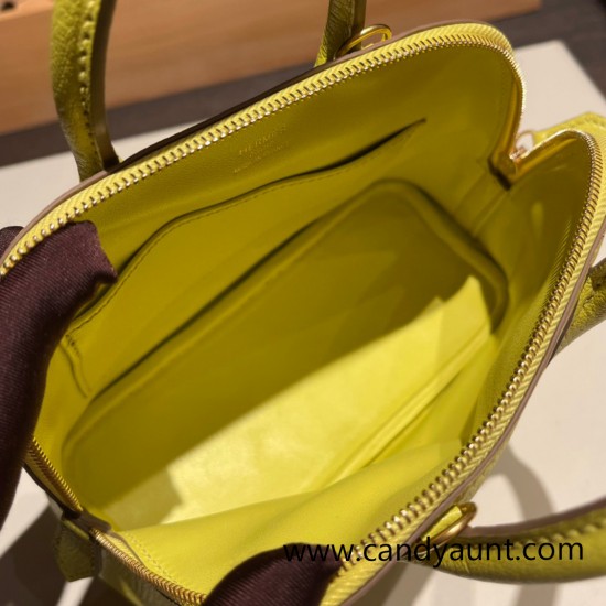 Hermes mini bolide Chevre 9R/Lime Full Handmade 036