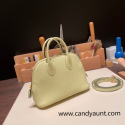 Hermes mini bolide Chevre R9 /Jaune Bourgeon Full Handmade 040