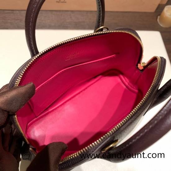 Hermes mini bolide Chevre 0G /Rouge Sellier & Framboise   Full Handmade 052