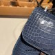 Hermes Constance 19cm Crocodile N7 /Blue Tempete 18cm Full Handmade