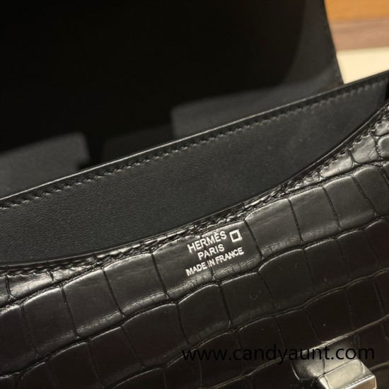 Hermes Constance 19cm Matte Alligator Crocodile 89 /Black (Noir) 18cm Full Handmade