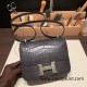 Hermes Constance 19cm Matte Alligator Crocodile 88/ Graphite  Gold Hardware 18cm Full Handmade