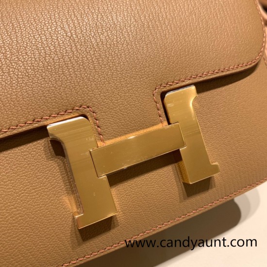 Hermes Constance 19cm Chevre 2J Quebracho Gold Hardware 18cm Full Handmade