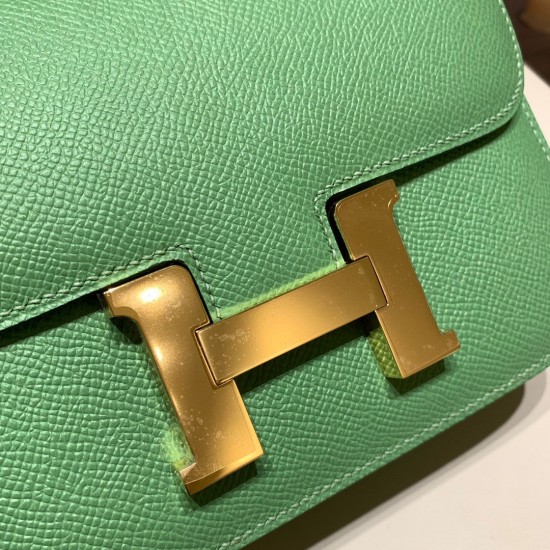 Hermes Constance 19cm Epsom 3I /Vert Criquet Gold Hardware 18cm Full Handmade