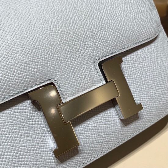 Hermes Constance 19cm Epsom 7R /Azur Silver Hardware 18cm Full Handmade