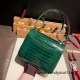 Hermes Constance 24cm Shiny Alligator Crocodile 67 /Vert Fonce Gold Hardware 5