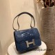 Hermes Constance 24cm Alligator Crocodile N7 /Blue Tempete Silver Hardware 7