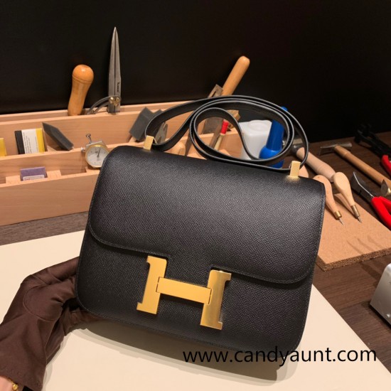 Hermes Constance 24cm epsom 89 /Black (Noir) Gold Hardware 16