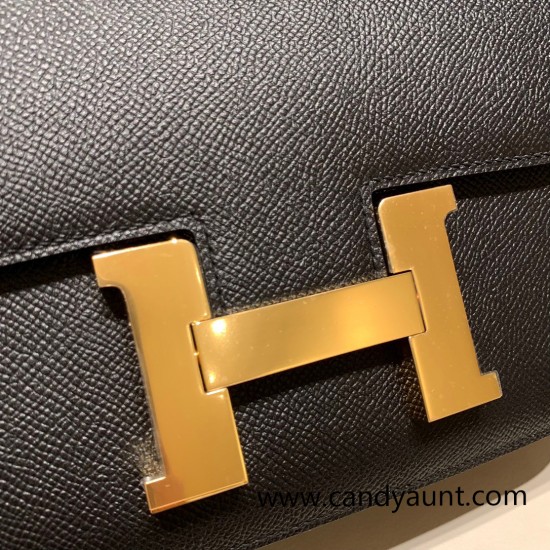 Hermes Constance 24cm epsom 89 /Black (Noir) Gold Hardware 16